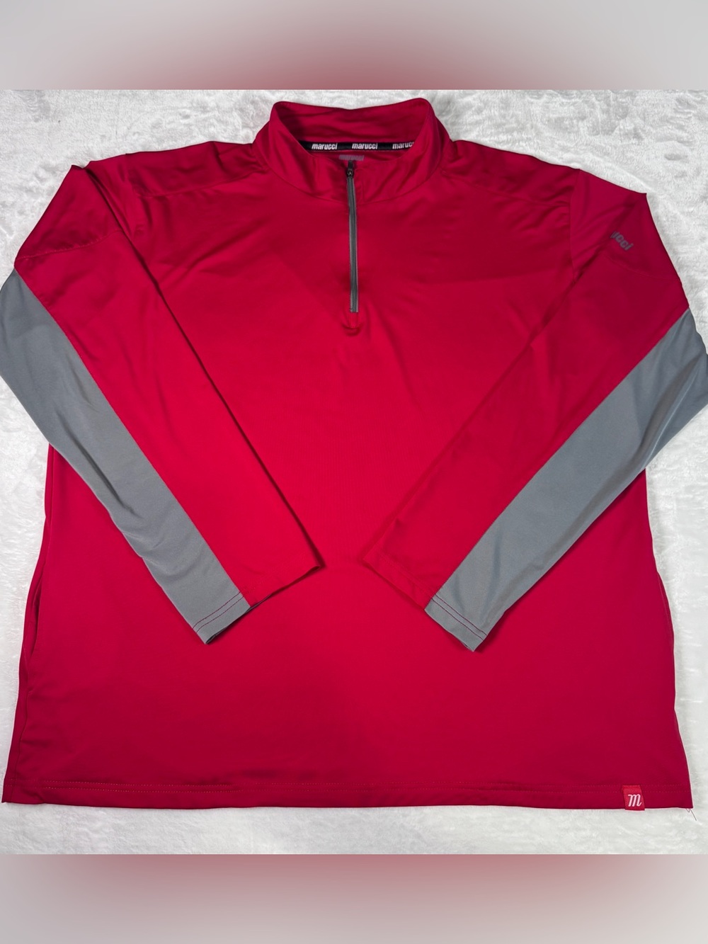 Marucci XXL 1/4 Zip Performance Pullover Red Gray Athletic Training Shirt